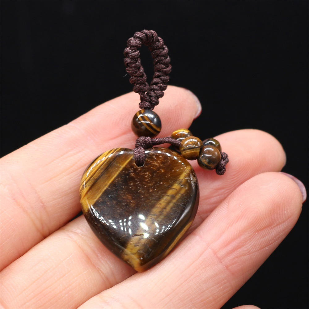 Natural stone heart-shaped semi-precious stone keychain DIY accessory heart-shaped keychain fashion dress accessory chain pic 25