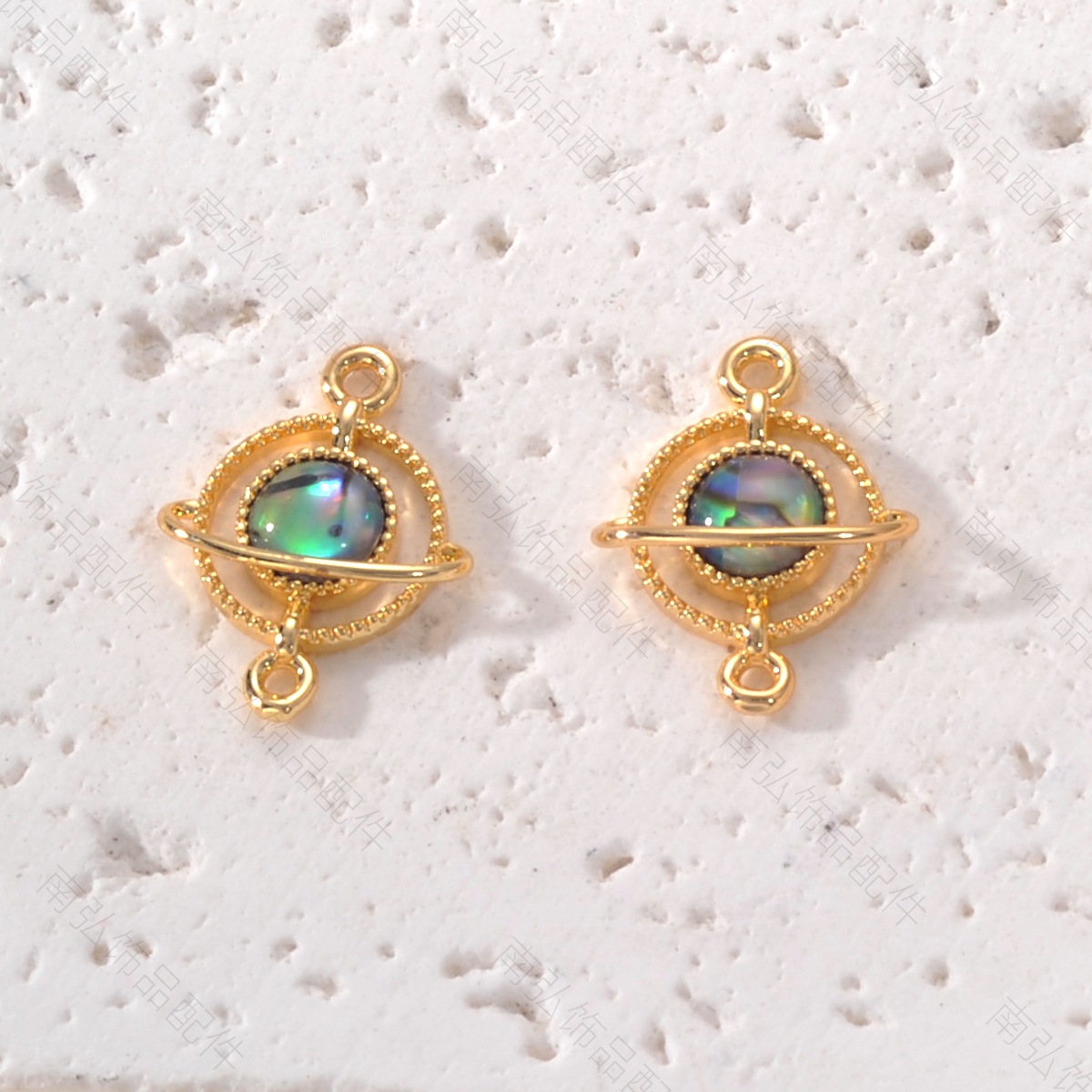 Copper-plated 18k gold pearl necklace pendant with abalone, shell and planet tag, high-end DIY jewelry accessory pic 8