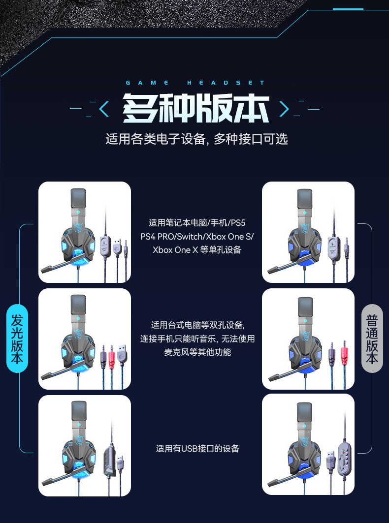 跨境耳机有线笔记本电脑专用耳麦游戏电竞舒适佩戴头戴式游戏耳机详情15