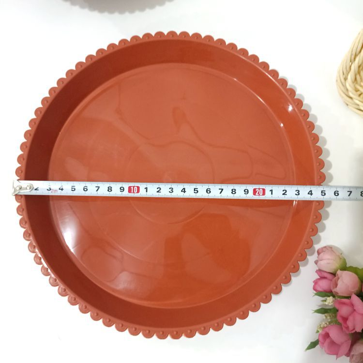 BD-280红色花盆2元塑料圆形花盆托暖壶托多用盘托盘2元货源详情6