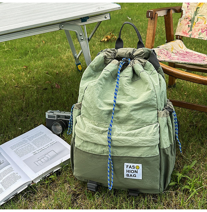 新款束口抽绳双肩包大容量休闲包户外运动登山包超轻量旅行背包详情40