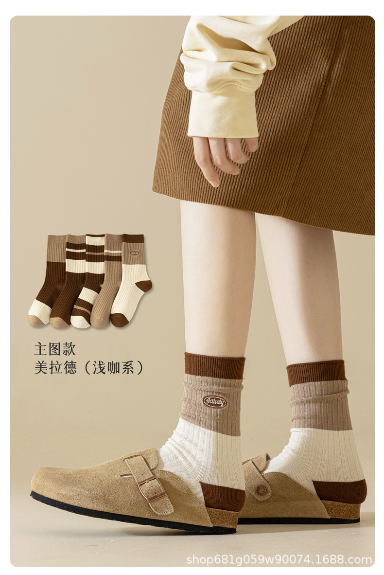 纯棉女中筒堆堆袜春秋运动休闲长款吸汗无骨薄款全棉春夏款舒适透气详情20