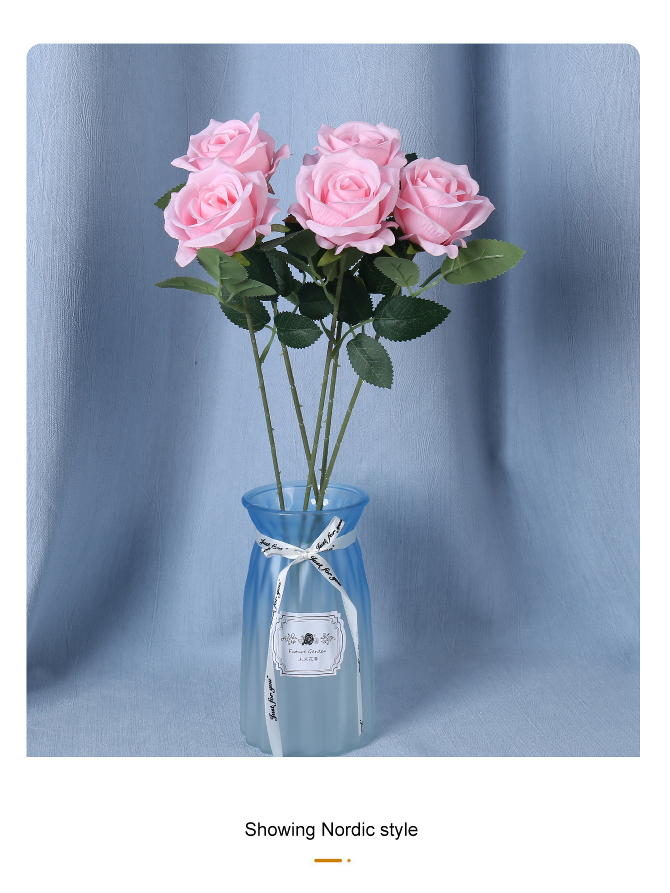 仿真花玫瑰花单头小珍珠玫瑰家居影楼摄影道具假花情人节爆款详情7