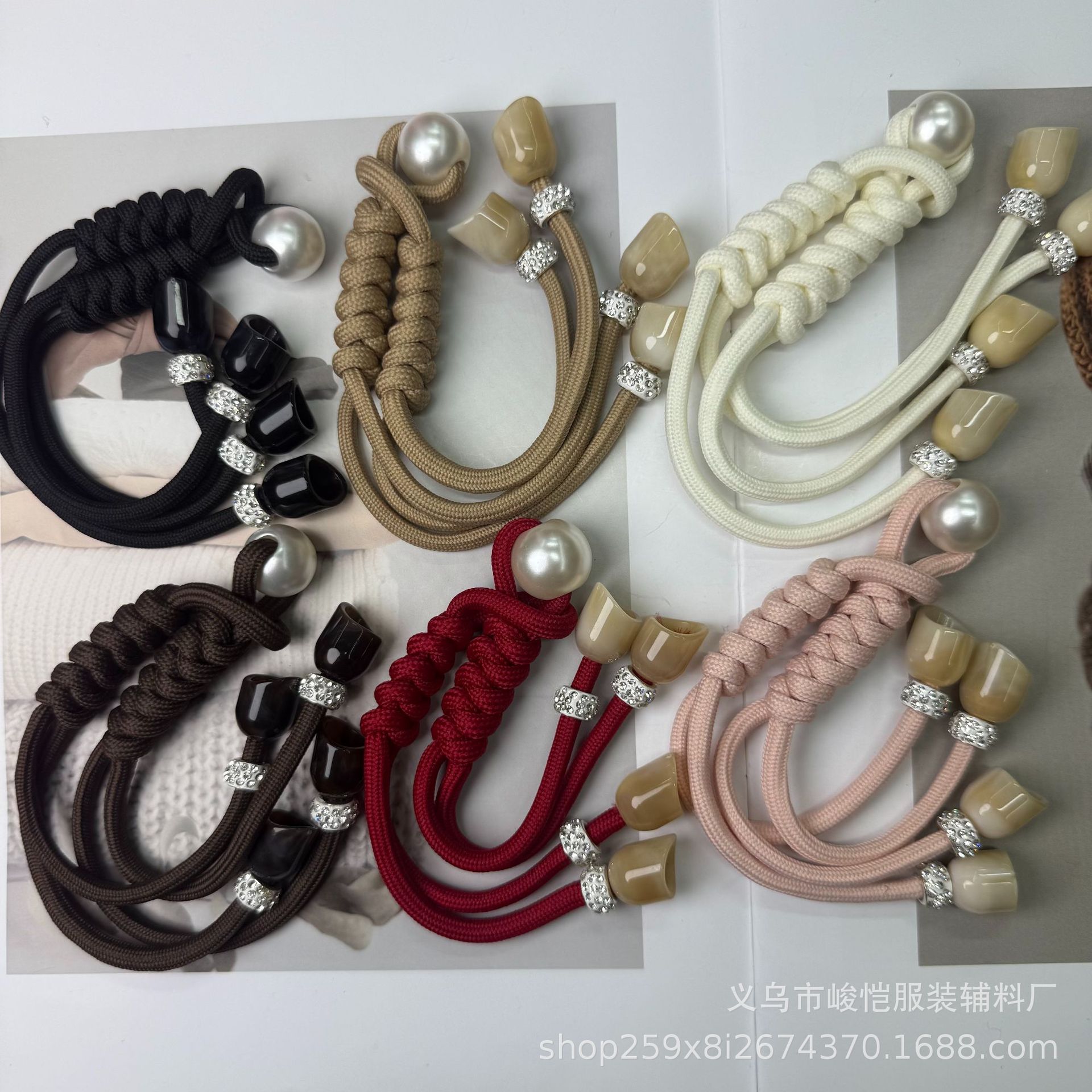 中式盘扣珍珠国风纽扣流苏中国结大衣对扣羽绒毛衣唐装汉服扣子详情9