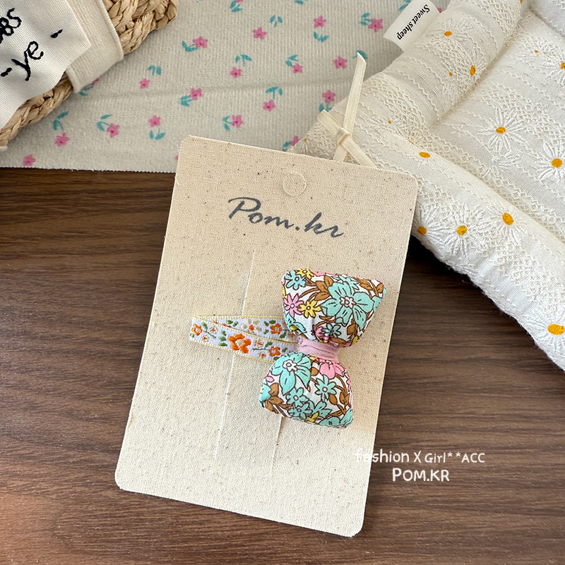 韩国春季新款田园小碎花kt猫蝴蝶结头饰胸针服饰配件饰辅料批发详情9