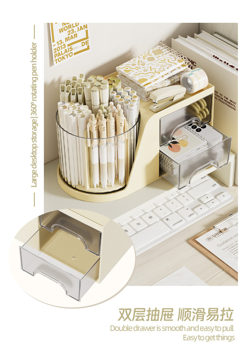 Desktop storage box, rotating makeup brush storage cylinder, cosmetics countertop, dressing table, lipstick and eyeshadow pen holder, storage rack pic 3