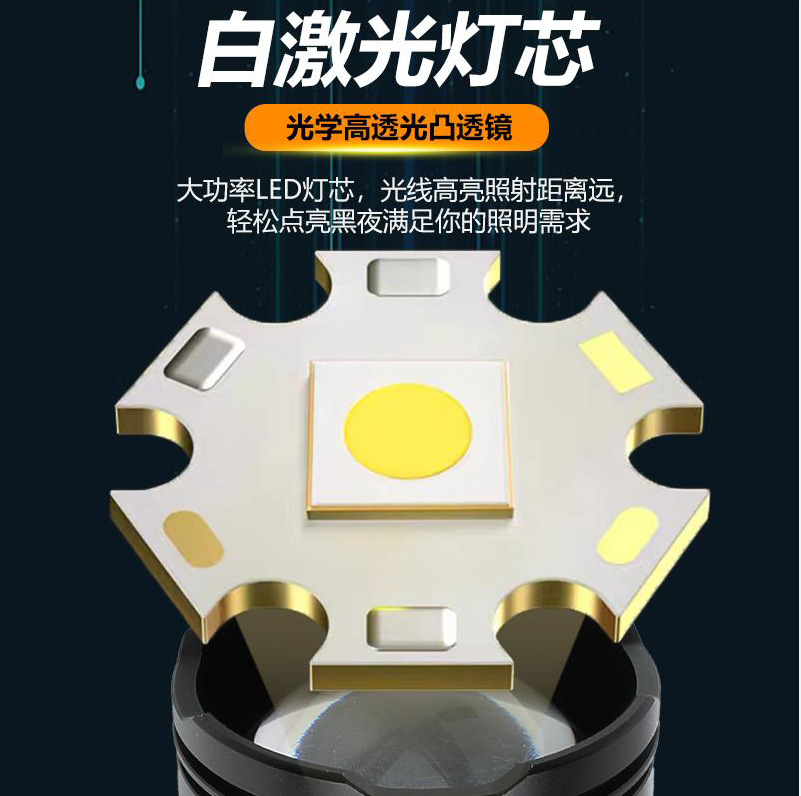 跨境超远远射白激光穿天炮高功率电显伸缩变焦户外双光强光手电筒详情2