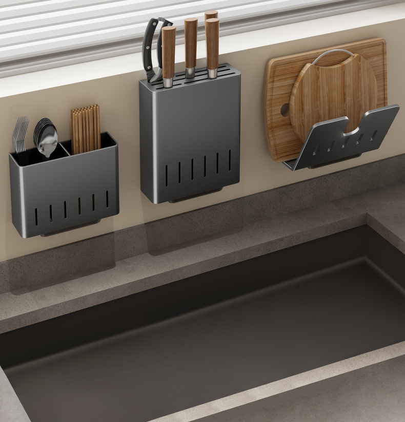 Light luxury kitchenware seasoning rack, carbon steel wall-mounted organization rack without drilling, multi-functional kitchen storage and shelving rack pic 25