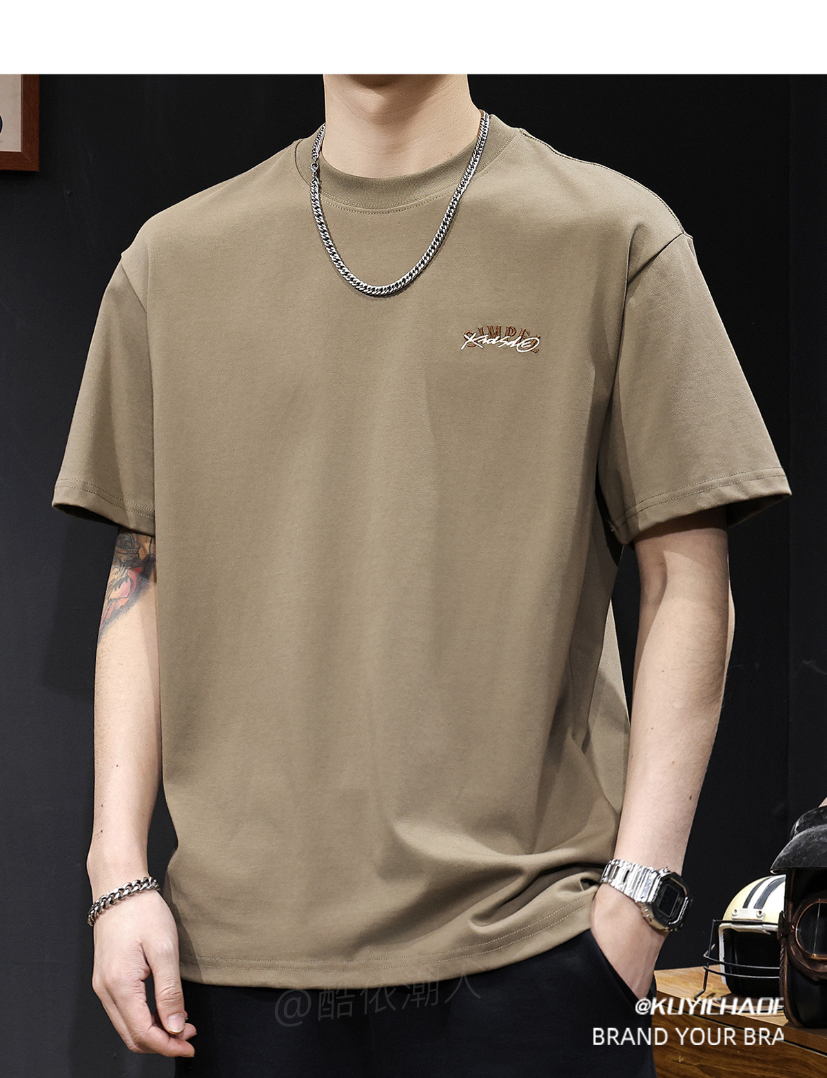 美式复古潮牌冰感科技短袖t恤男士夏季2025新款大码高端印花体恤详情17