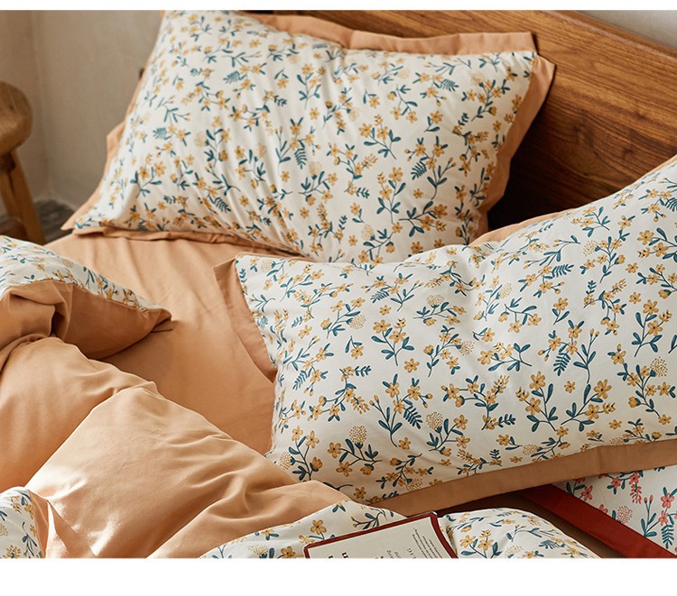 Light luxury all-cotton 100-count long-staple cotton thickened brushed four-piece set, autumn and winter pure cotton quilt cover three-piece set bedding pic 19