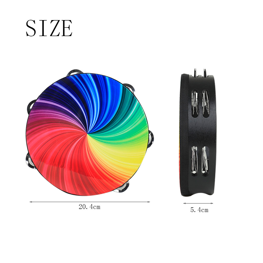 彩色铃鼓新疆舞蹈手拍鼓打击乐器儿童8寸摇铃鼓幼儿摇铃10寸手鼓详情3