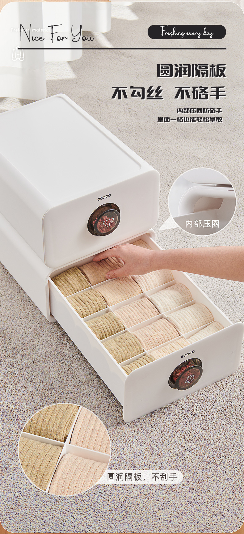 Aiyouhui underwear storage box, classified drawer box, home wardrobe, socks three-in-one dust-proof plastic organization box pic 15