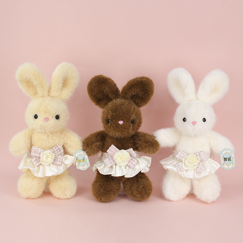 Cute and adorable little rabbit plush toy, sweet and ear-hanging rabbit, fresh and cute birthday gift, rabbit figurine pic 4