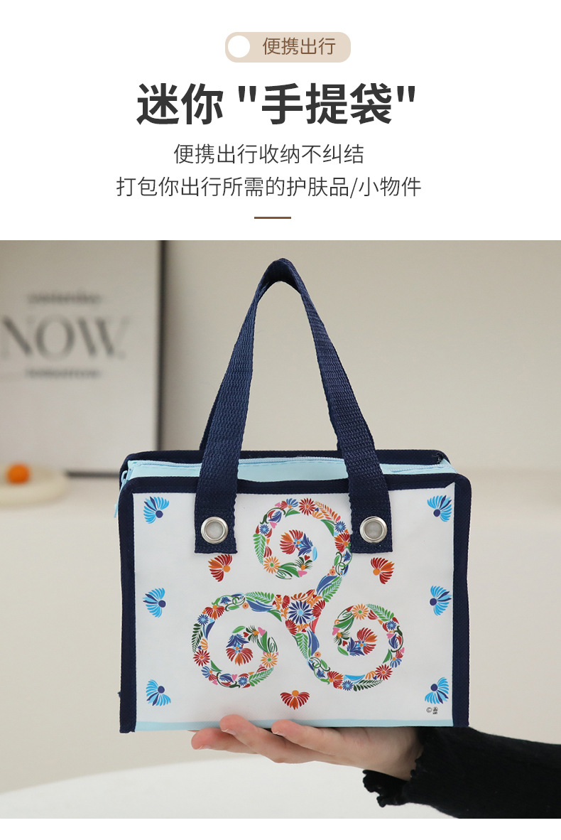 现货防水无纺布手提袋外贸彩印拉链小号收纳袋时尚便携购物礼品袋详情3