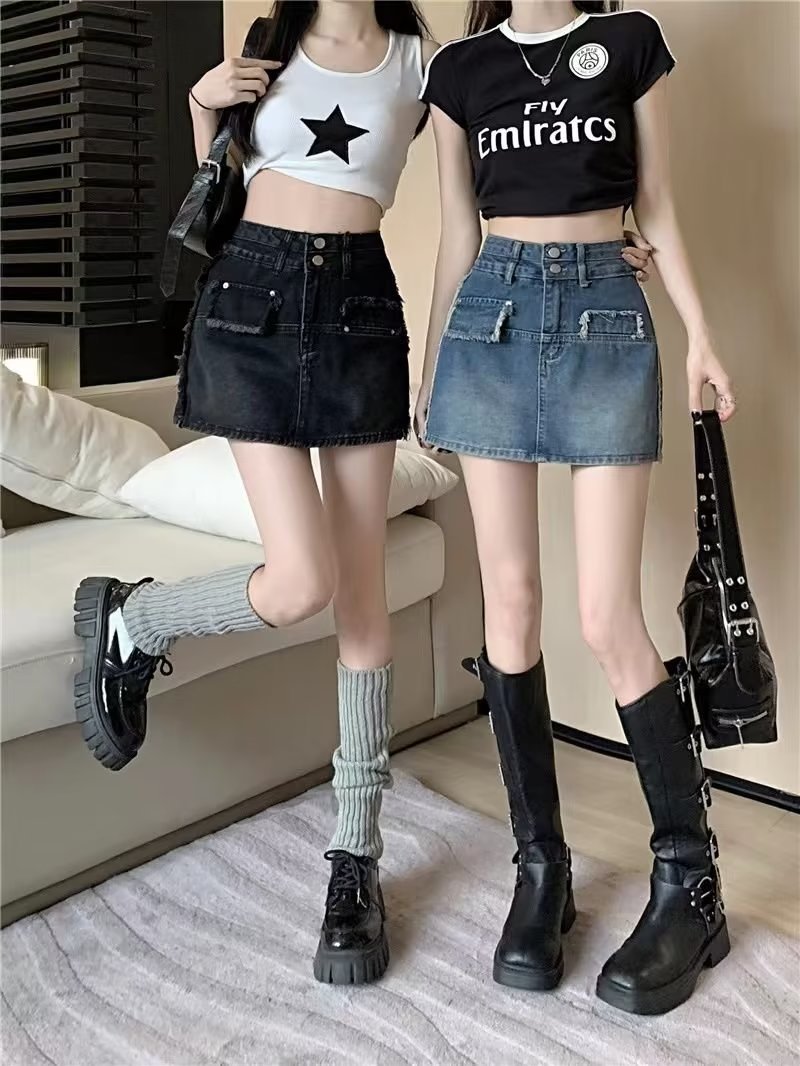 高腰牛仔半身裙2023夏季新款时尚韩版显瘦包臀复古a字短裙潮批发详情6