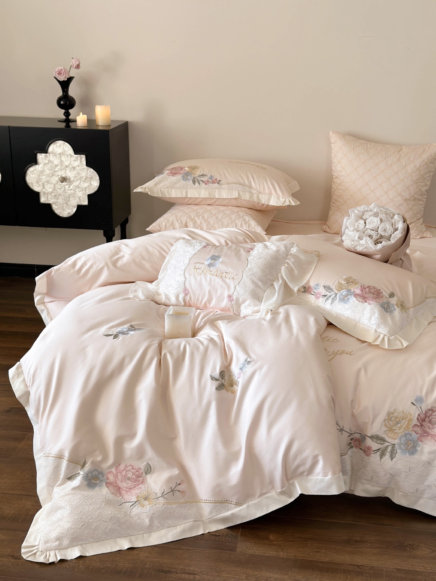 French country-style floral embroidery bedding, high-end feel, Australian cotton pure cotton long-staple cotton four-piece set pic 6