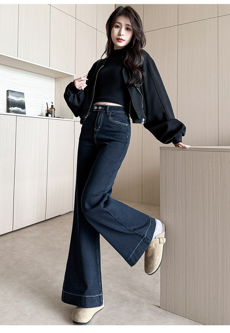 阔腿牛仔裤女春秋冬季2025年新款潮流显瘦宽松喇叭裤子女详情13