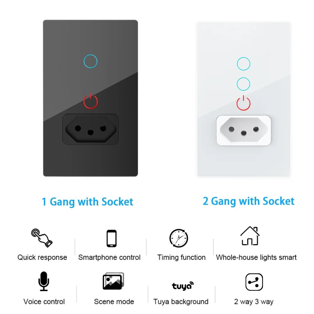 Smart graffiti Tuya Brazilian wall socket glass panel smart wireless control compatible with googleHome pic 3