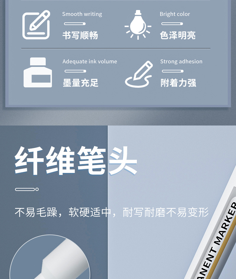 白色记号笔不掉色防水细头工业速干白色笔美术高光笔白色马克笔详情3