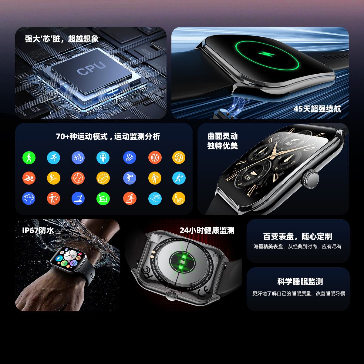 The S102 smartwatch, Bluetooth call, blood pressure pedometer, wristband, curved screen, narrow bezel, sports waterproof, cross-border bestseller pic 4