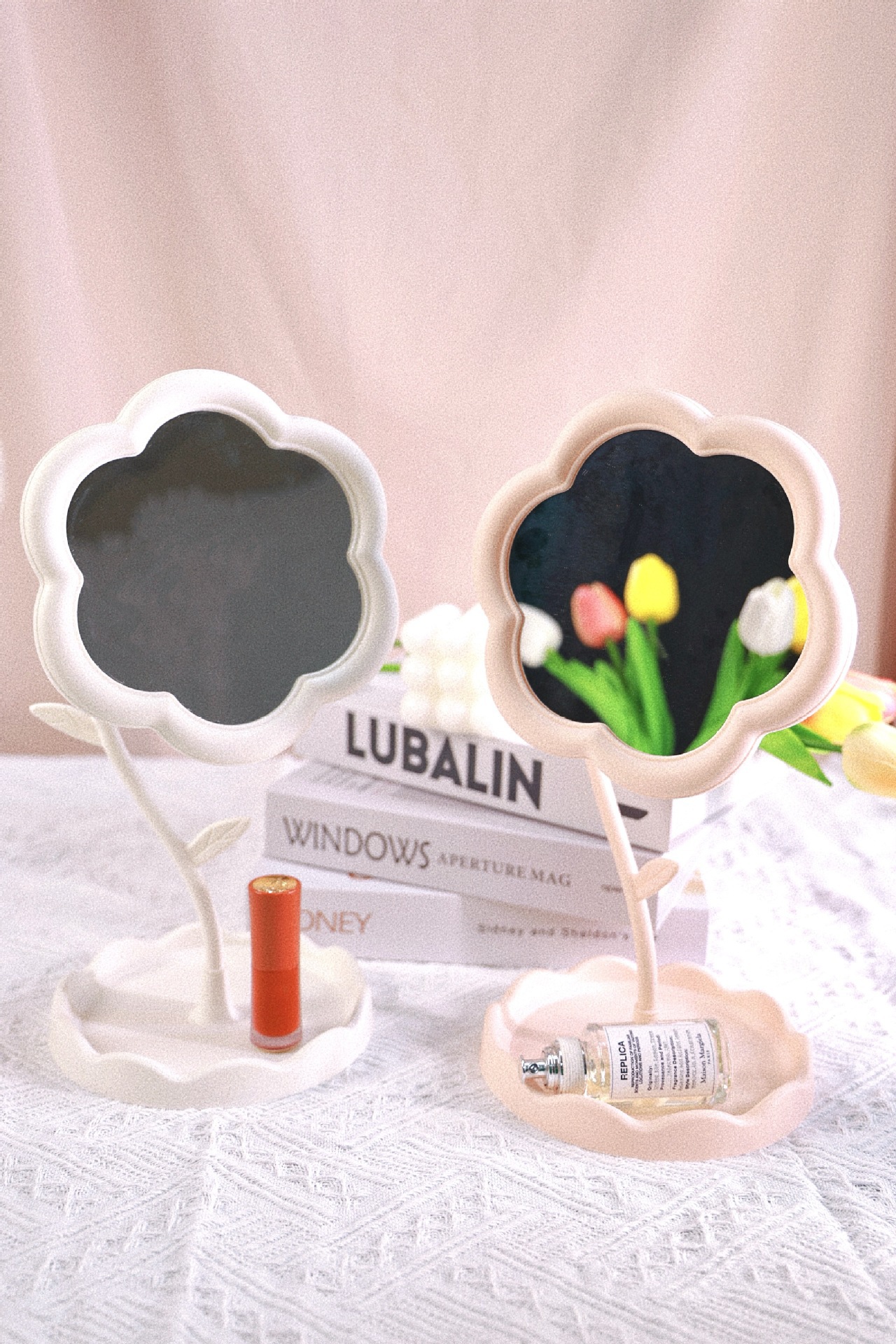 太阳花造型化妆镜学生桌面花朵美妆补妆镜少女梳妆台挂首饰公主镜详情38