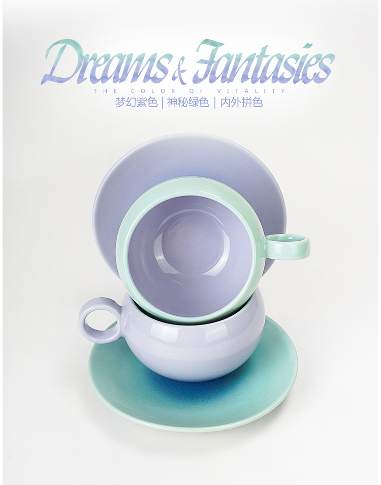 1F31 Egg cup Coffee Cup, ceramic color glaze color-blocking ins style macaron color-blocking latte latte latte cup pic 20