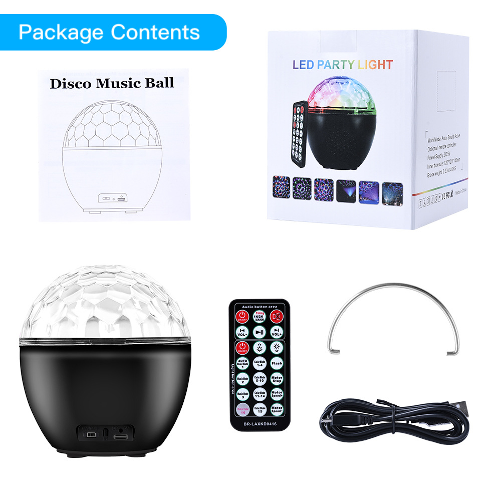 Bluetooth magic ball light, LED stage with sound box, crystal disco party, disco atmosphere, projection gift pic 8