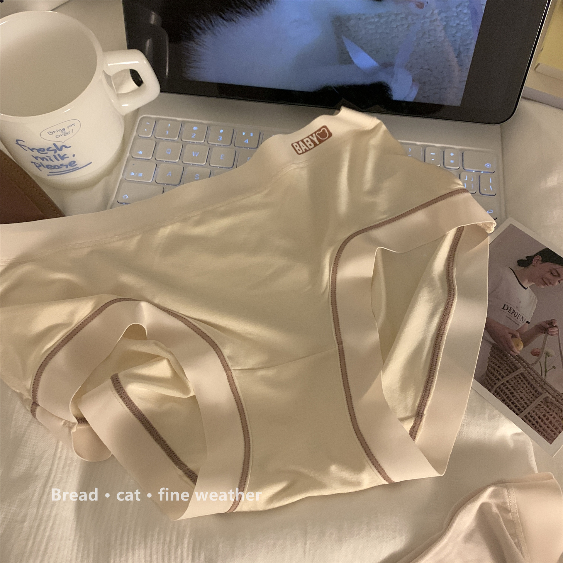日系简约舒适少女内裤亲肤柔软纯棉可爱字母腰头女生无痕三角裤女详情11
