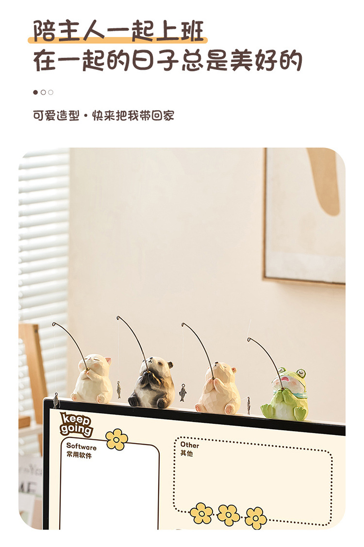 Squinting animal fishing ornaments, desk atmosphere decoration, computer monitor ornaments, small gifts for good luck when coming ashore pic 11