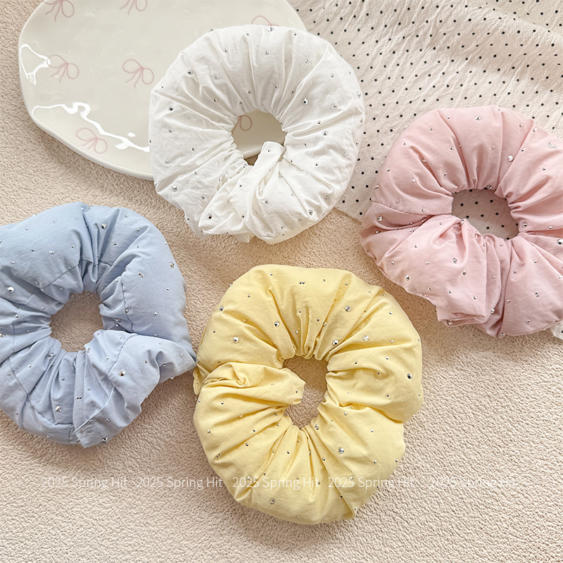 大肠发圈高级感甜美风高颜值ins韩系扎头发绳发圈大肠缎面带钻肠详情3