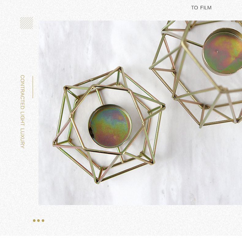 北欧ins风格金属烛台 简约现代金色铁艺蜡烛器皿 高级感西餐摆件 创意装饰蜡烛台详情13