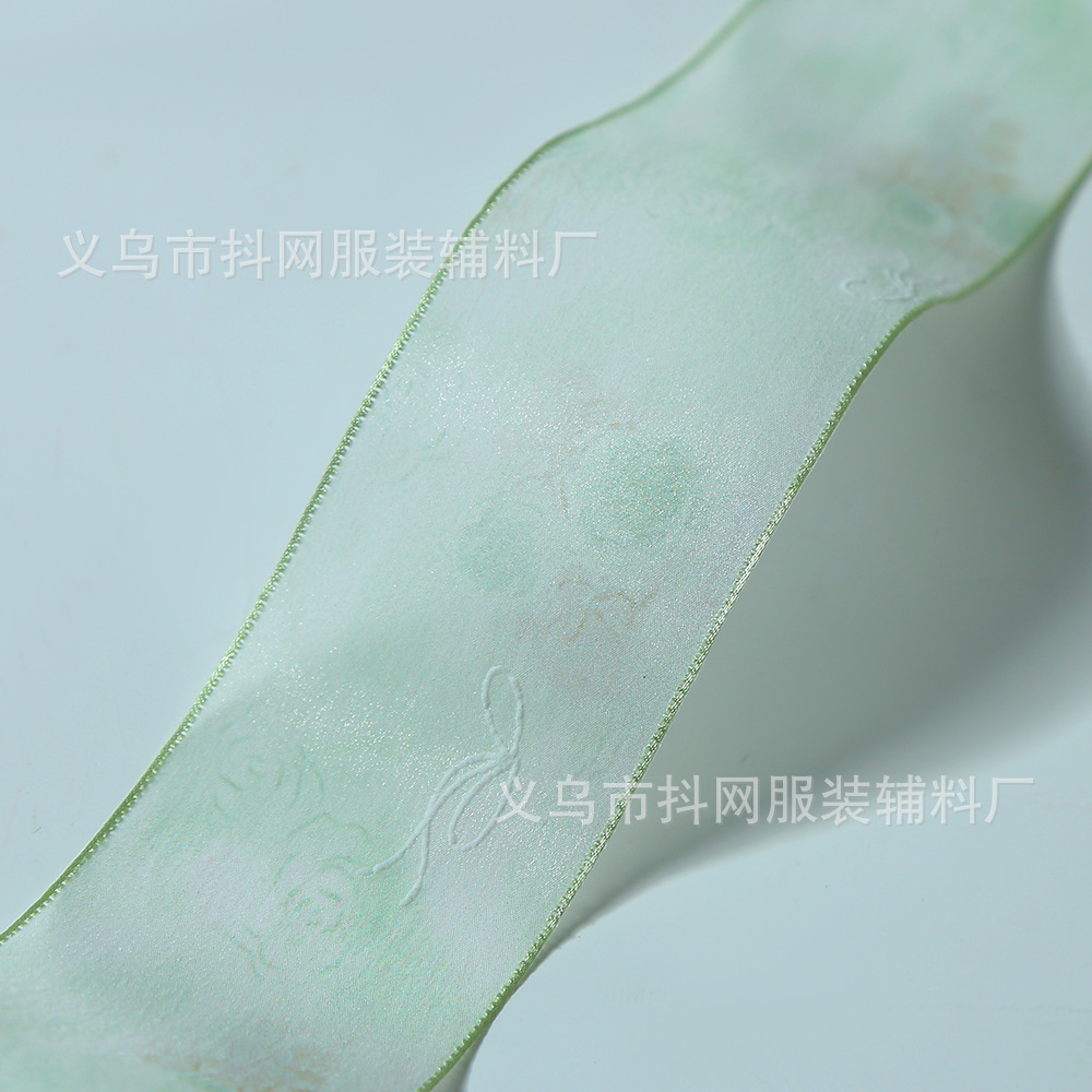 厂家国风晕染玫瑰丝带彩色拷边纱带手工diy发饰鲜花礼品花艺包装详情6