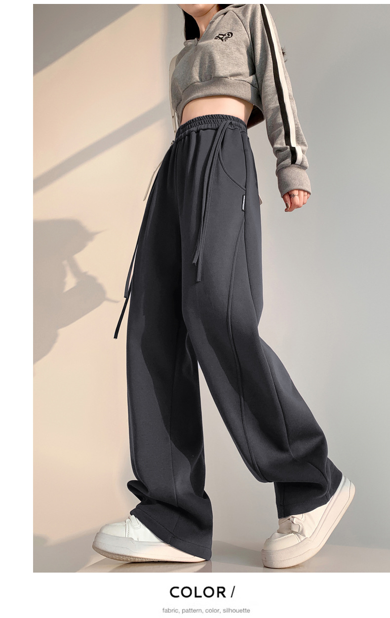 Fleece warm wide-leg pants, loose and high-waisted, slimming winter new style pic 67