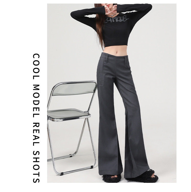 橙绢女装#修身微喇西装裤女2025春季新款高级感垂感薄款马蹄裤子详情15