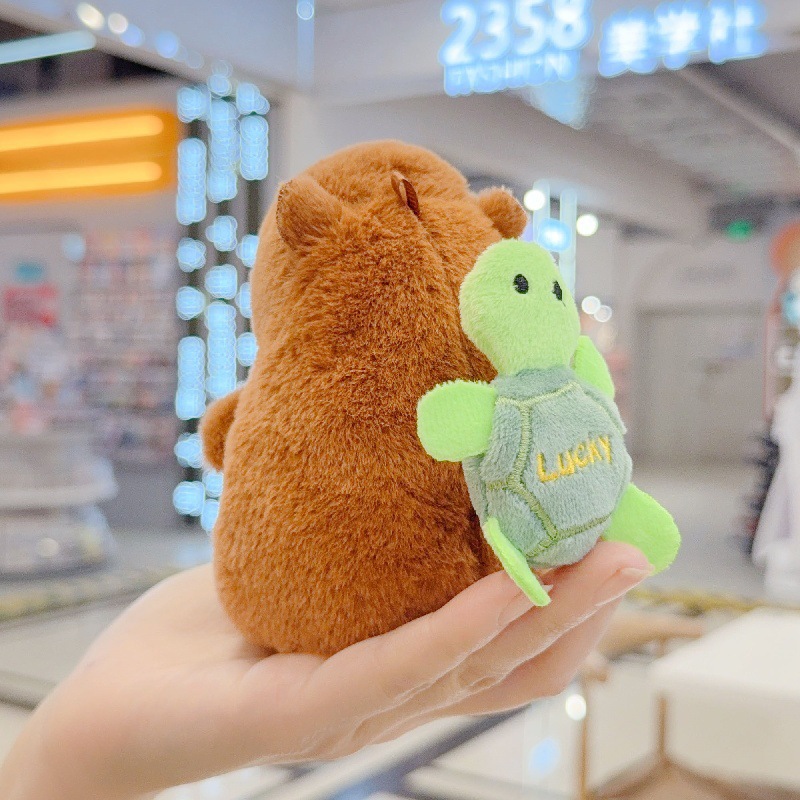 卡皮巴拉毛绒玩具水豚旋转乌龟公仔抽拉水豚玩偶儿童礼物包包挂件详情3