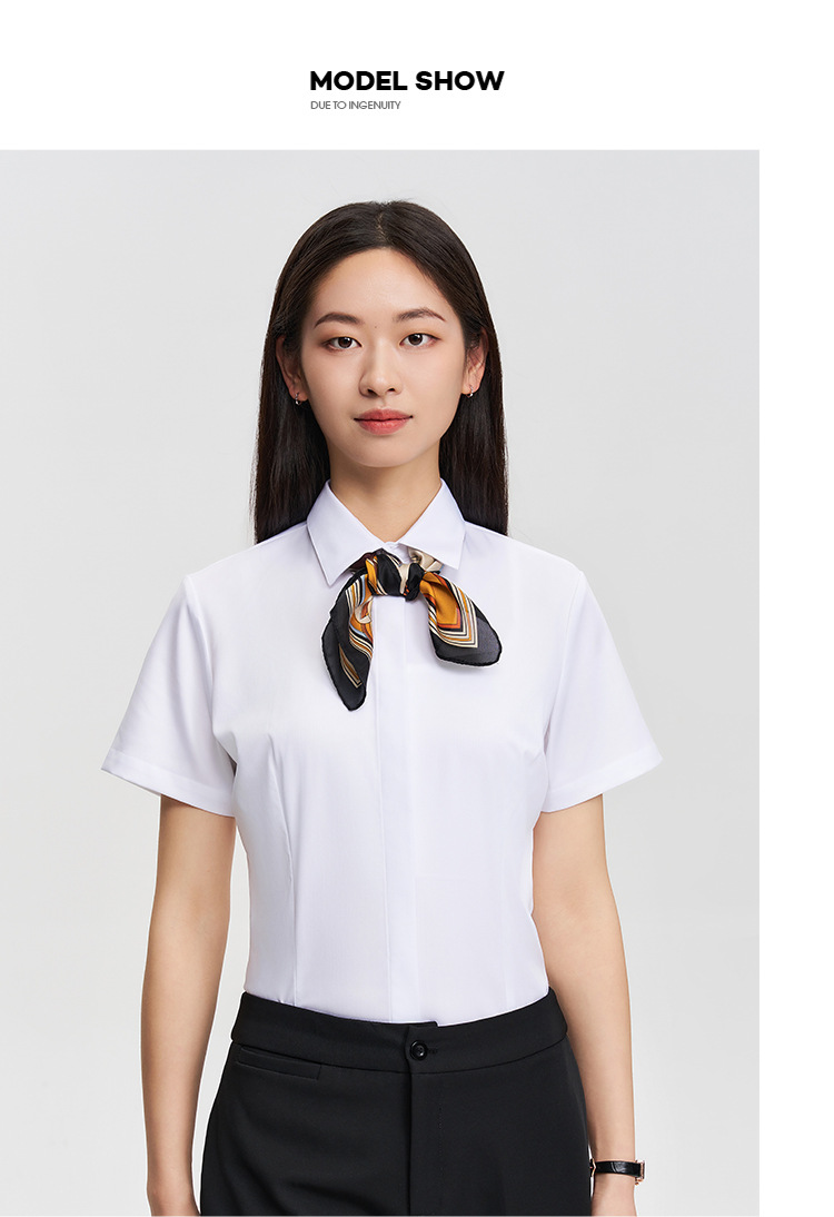 天丝棉男士衬衫短袖高级感夏天易打理职业通勤白色衬衣工装女批发详情23