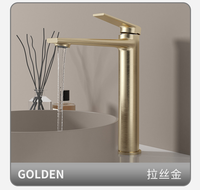 全铜加高冷热混水龙头静音洗脸盆浴室柜卫生间台上盆龙头开平水暖详情16