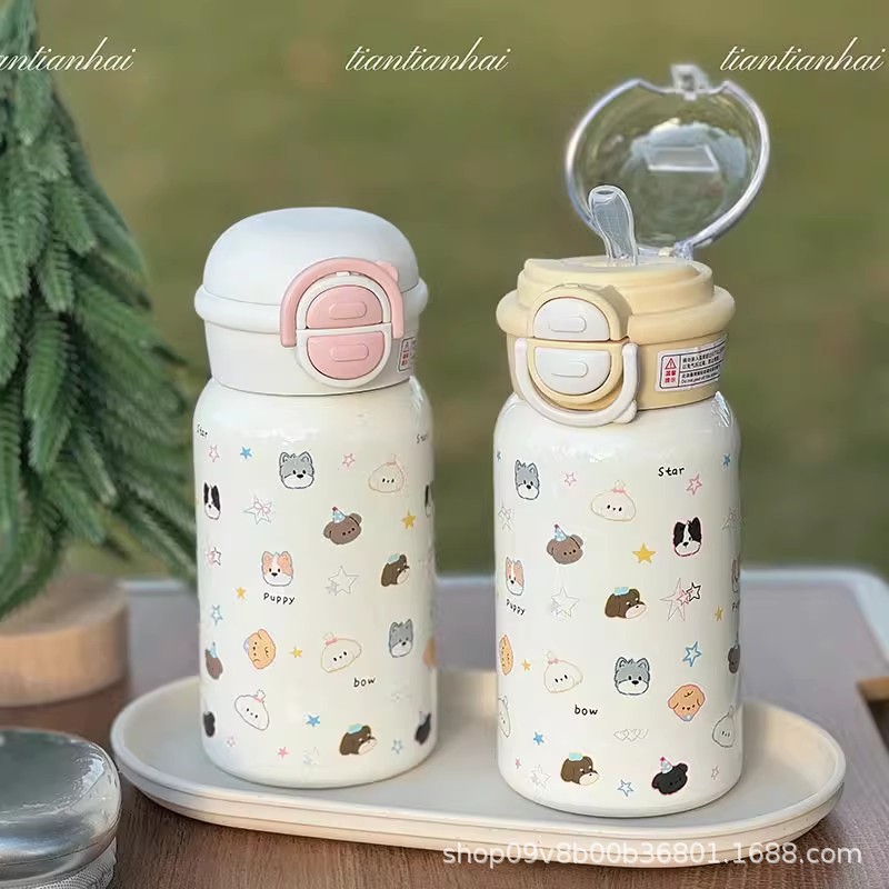 Simple insulated cup for girls with straw, high appearance level, double drinking cup 316 new model, portable for students, stainless steel insulated pic 10