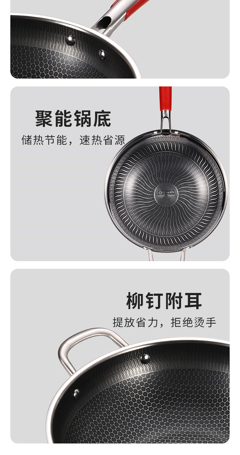 Double-sided screen honeycomb suspended wok, three-layer or five-layer stainless steel wok, uncoated non-stick wok, one-piece consignment pic 19