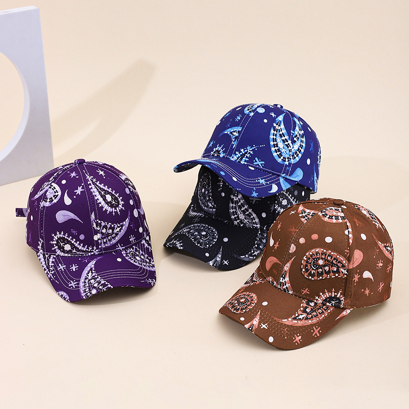 Cross-border best-selling digital printed baseball caps, fashionable and personalized baseball caps, cashew patterned outdoor sun protection caps, trendy adult caps pic 2