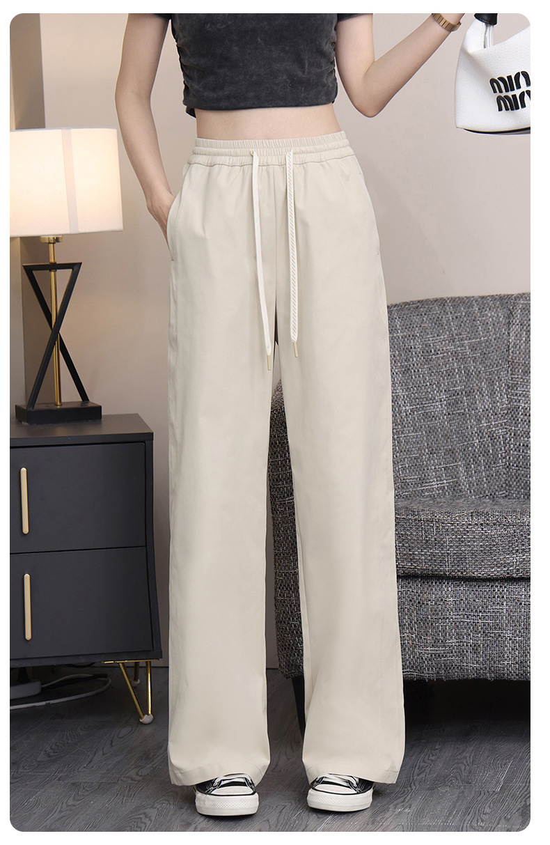 2025 New narrow straight-leg pants for women, high-waisted and slimming wide-leg pants, loose drape, floor-length loose pants, casual pants pic 18