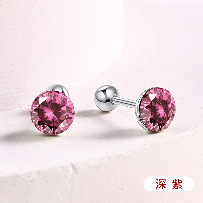 s925通体纯银爆闪施家华子耳钉彩色耳骨钉爆闪螺丝拧扣耳蜗钉耳饰详情24