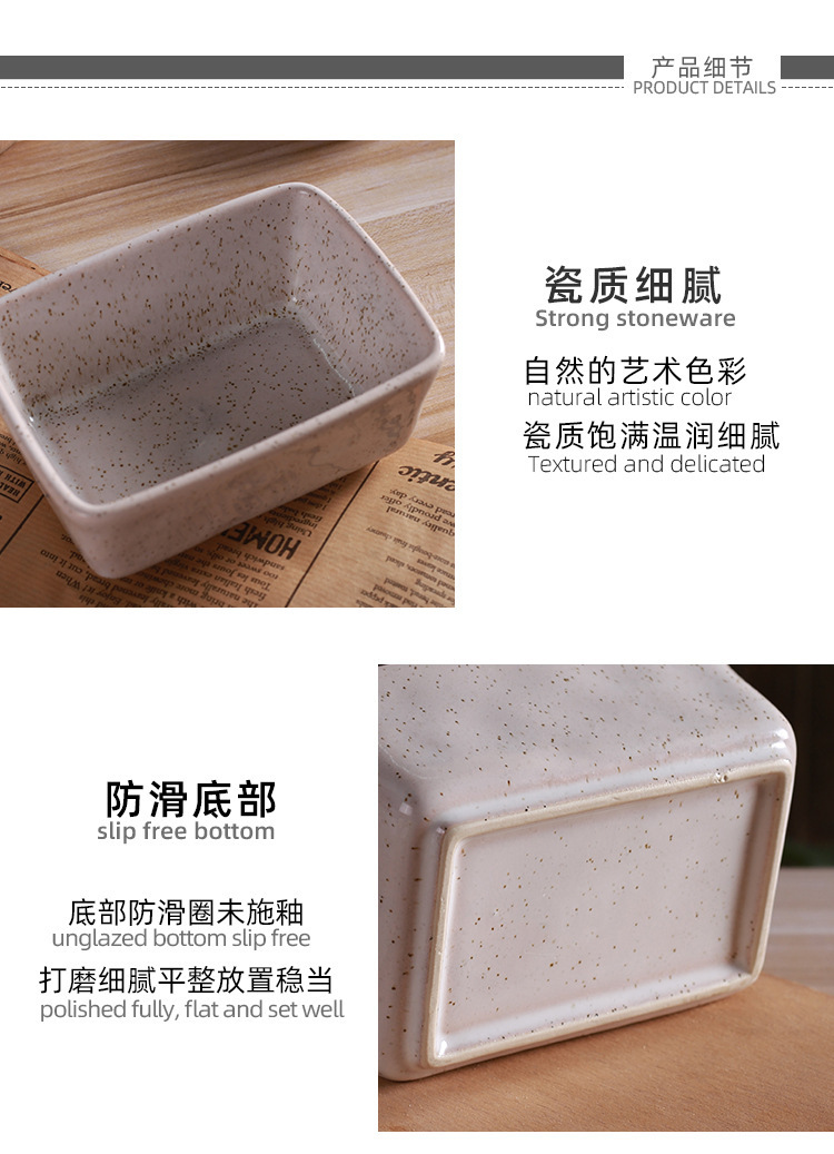 New retro and creative ceramic butter box with lid, square cream box, Western-style butter box in stock pic 25