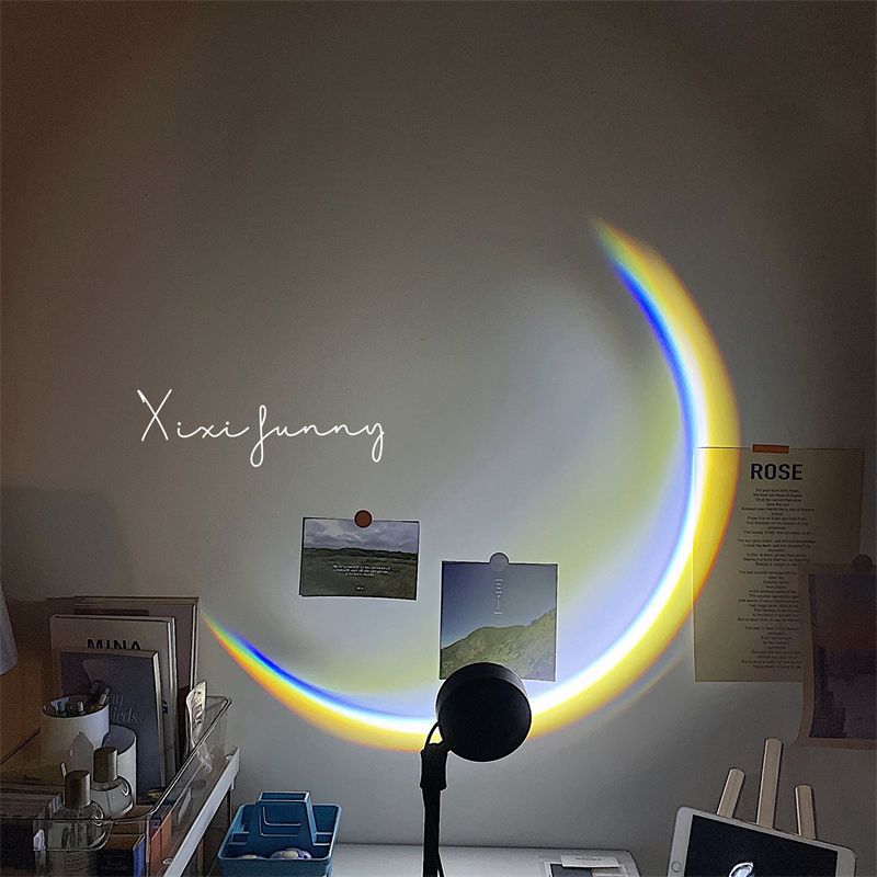 ins简约月亮投影灯卧室网红氛围灯彩虹小夜灯少女心台灯生日礼物详情13