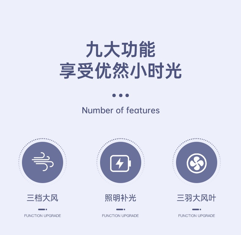爆款usb桌面风扇可折叠桌面办公室便携可充电迷你风扇带夜灯详情3