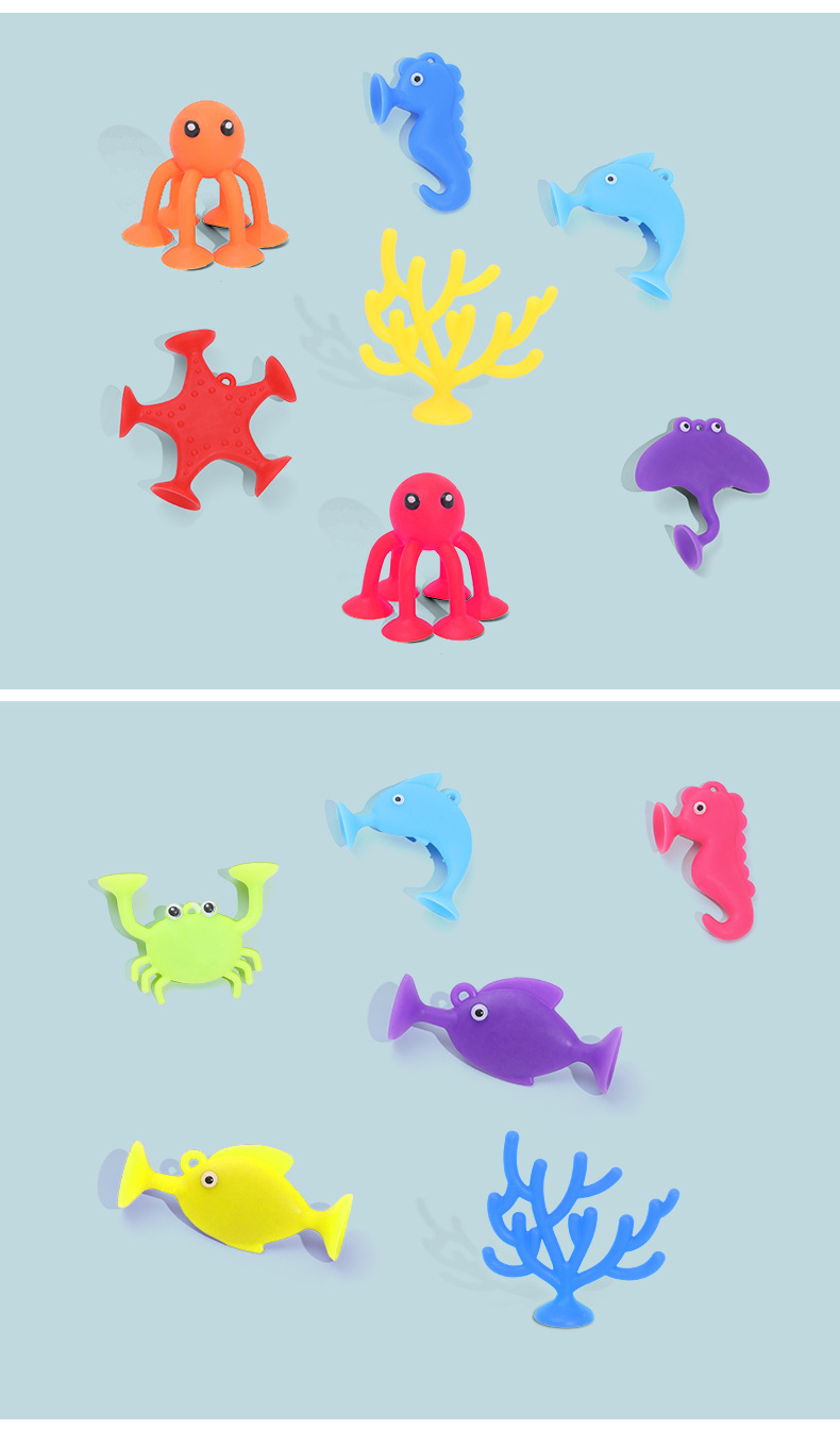 热销海洋系列动物公仔吸盘玩具吸吸粘粘乐洗澡卡通过家家玩具详情16