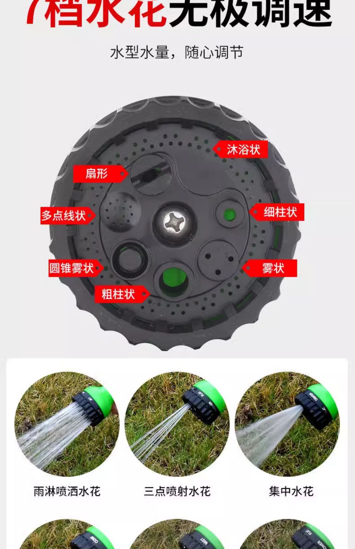 跨境专供洗车水枪套装花园洒水浇花三倍伸缩水管家用农用水枪套装详情7