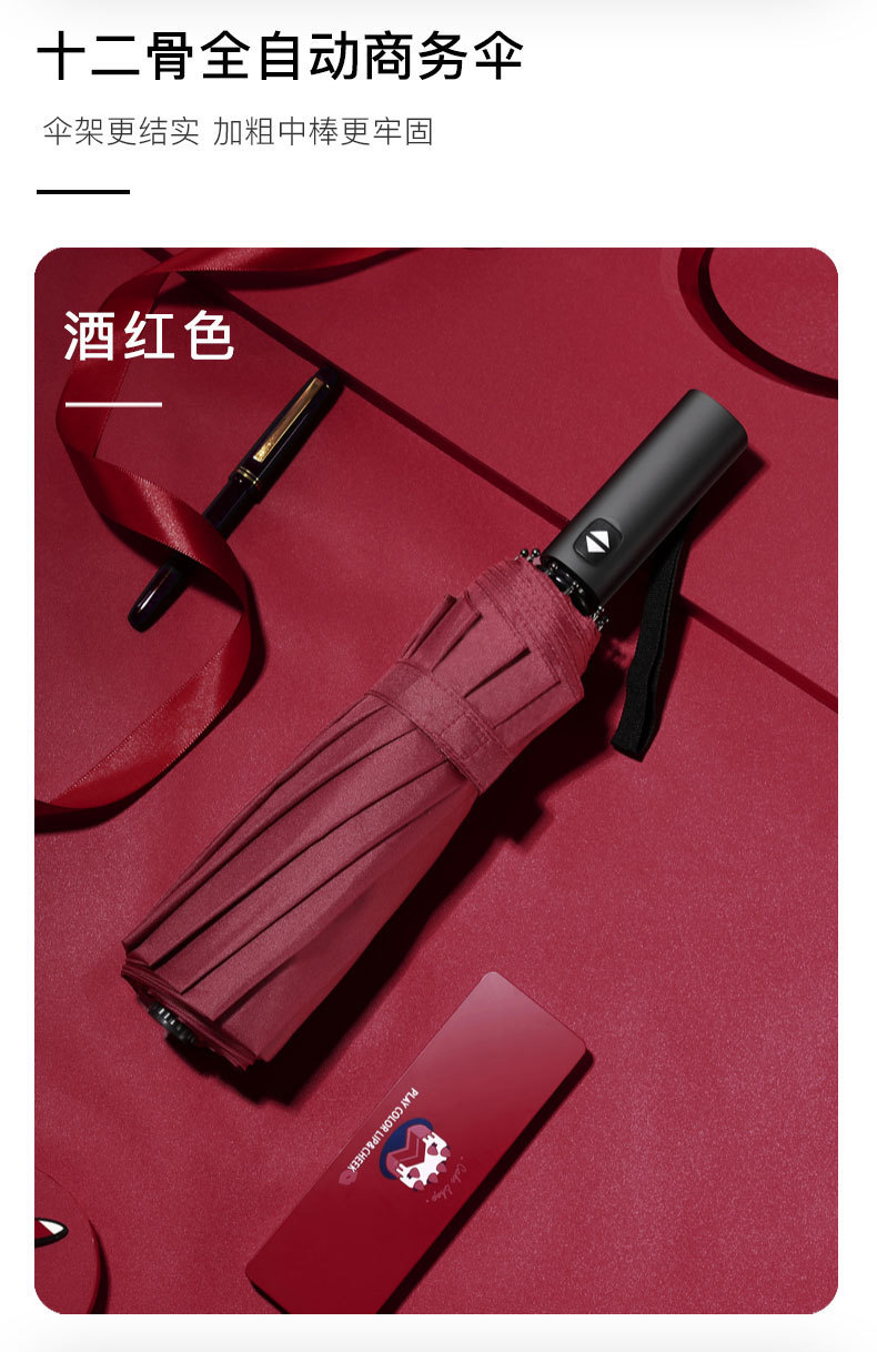 24骨全自动商务伞防晒折叠伞晴雨两用广告伞大号自动雨伞定制logo详情1