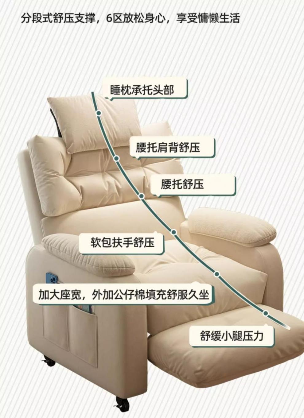 Sofa chair, computer chair, comfortable for long sitting, home lazy chair, bedroom, Internet cafe, single lazy sofa, e-sports chair pic 6