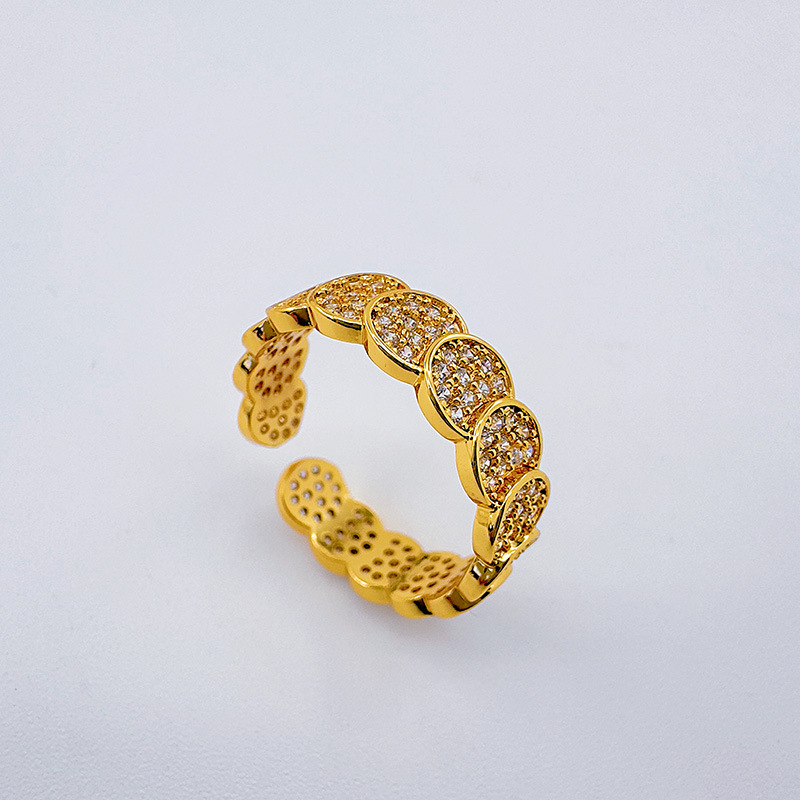 Premedita nuevo japonés coreano simple temperamento anillo abierto personalidad creativo luz lujo lleno de diamantes círculo anillo abierto mujer pic 13